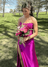 Miranda | A Line Lace Appliques Hot Pink Maxi Prom Dress Stores Near Me - Price #price_variant_lowest# - Hot Pink - PromDressClub